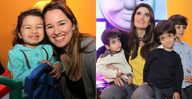Mamães famosas vão ao cinema com seus filhos em SP