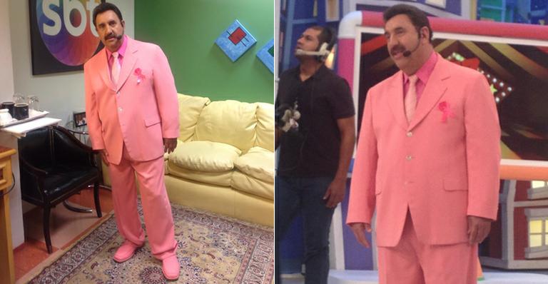 Ratinho usa look total pink em apoio à campanha contra câncer de mama