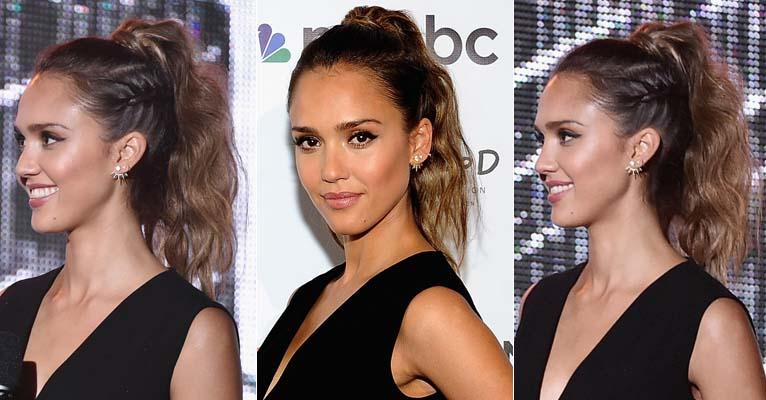 Jessica Alba: Aprenda a fazer um rabo de cavalo com trança lateral igual ao da atriz