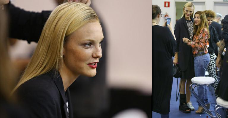 Carol Trentini usa bota ortopédica antes de desfilar