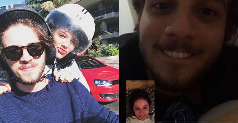 Chay Suede mostra foto passeando de moto com Laura Neiva