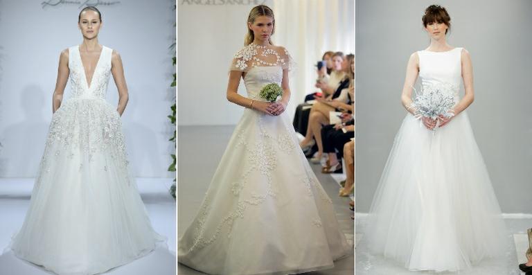 Tradicional, vestido de noiva princesa é destaque na ‘Bridal Fashion Week’