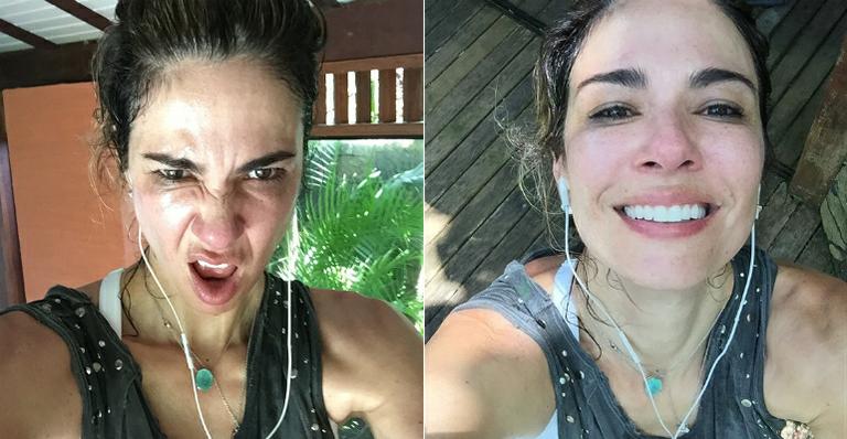 Sem make, Luciana Gimenez faz careta ao malhar: “Trabalho duro”
