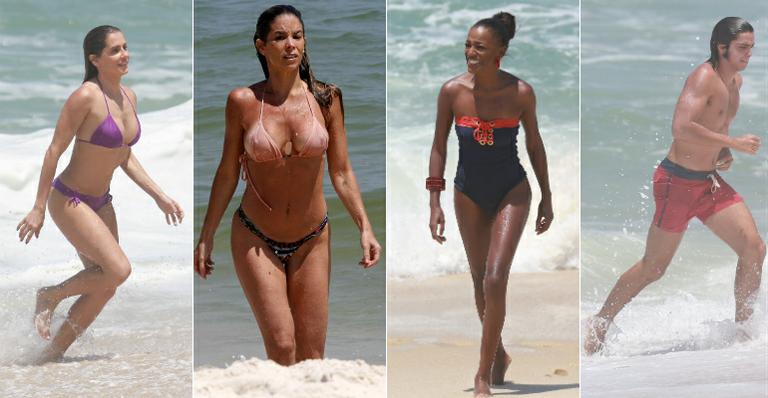 Deborah Secco, Winits, Simas e outros famosos aproveitam praia no Rio