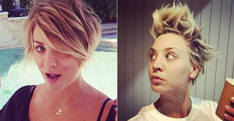 Kaley Cuoco mostra foto sem maquiagem e descabelada