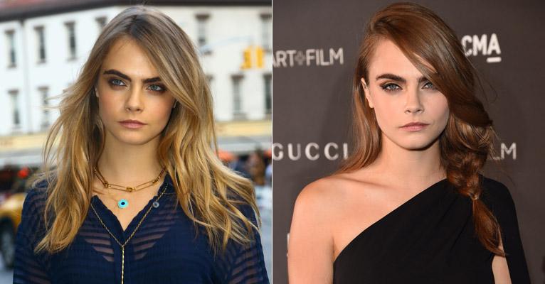 Cara Delevingne abandona o cabelo loiro e fica morena; confira