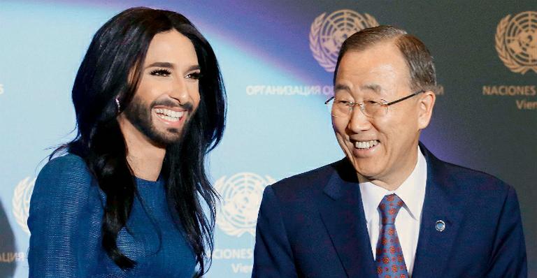 Conchita Wurst e Ban Ki-moon se unem em luta pelos direitos humanos