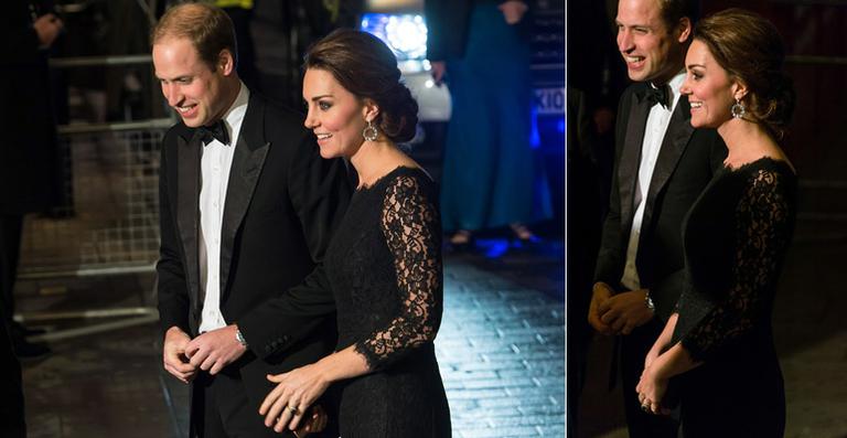 Grávida, Kate Middleton usa vestido de renda em evento com príncipe William