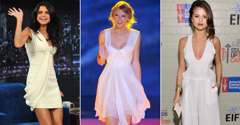 Confira 40 looks total white de Selena Gomez e Taylor Swift para festas