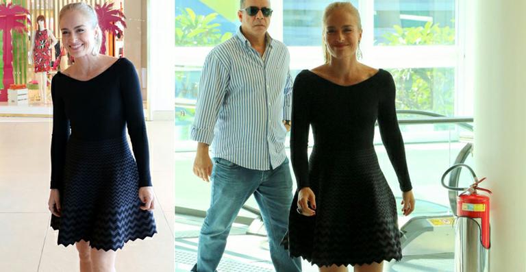 Angélica escolhe look preto para evento em shopping