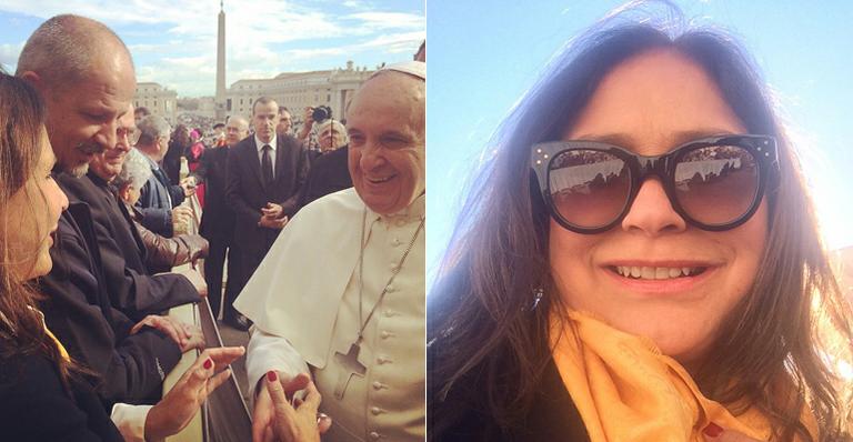 Fafá de Belém recebe a benção do Papa Francisco no Vaticano