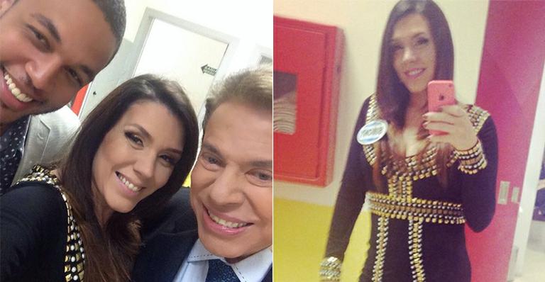Dia de fã: Simony faz selfie com Silvio Santos em bastidores de gravação