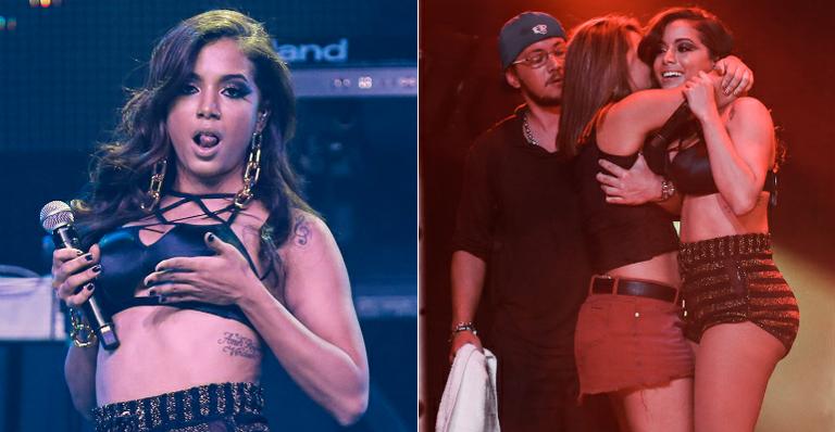 Anitta sensualiza em show e é agarrada por fã no palco