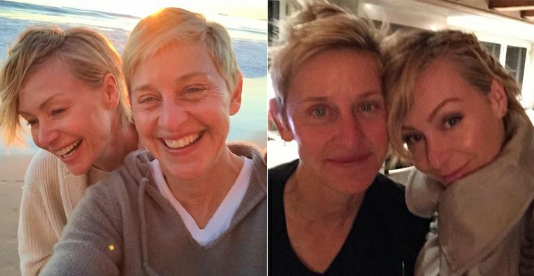 Em selfies sem maquiagem, Ellen DeGeneres comemora 10 anos de união com Portia de Rossi