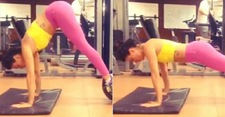 Isis Valverde mostra toda sua elasticidade em treino na academia