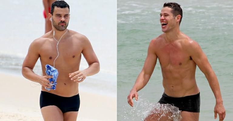 Carmo Dalla Vecchia e José Loreto exibem boa forma na praia