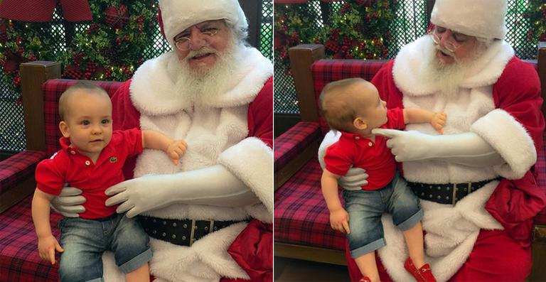 Ana Hickmann leva Alexandre para conhecer o Papai Noel