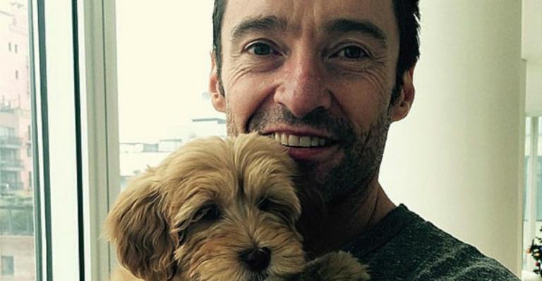Hugh Jackman ganha cachorro de Natal e o mostra em seu perfil no Instagram