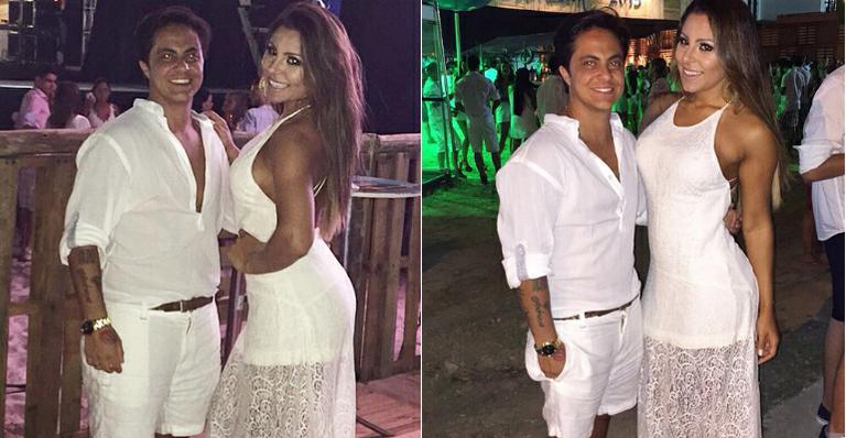 De camisa entreaberta, Thammy Miranda curte Réveillon em Alagoas
