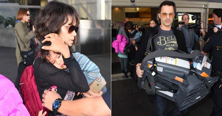 Marido de Halle Berry agride funcionário de aeroporto com cadeira de bebê