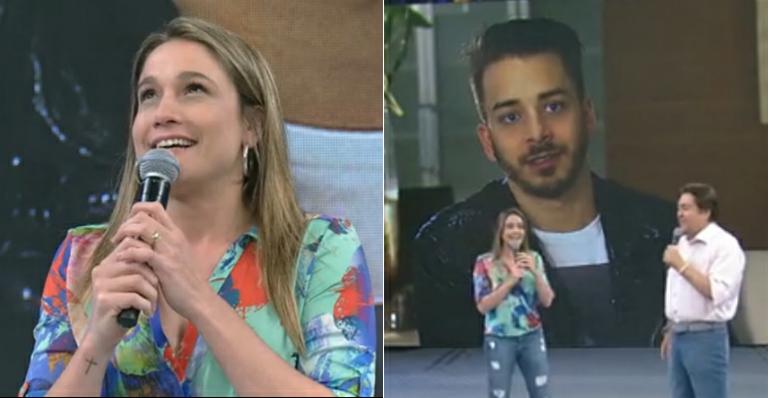 Fernanda Gentil “surta” ao receber ligação de Junior Lima no ‘Faustão’