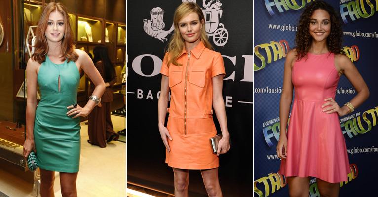 Vestido de couro colorido é opção divertida para o verão e emagrece