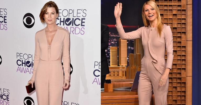Ellen Pompeo e Gwyneth Paltrow investem em belo macacão nude Elie Saab