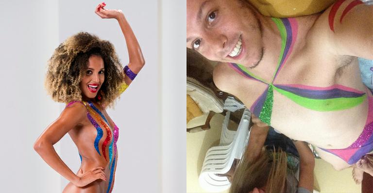 Fábio Porchat pinta o corpo para virar Globeleza