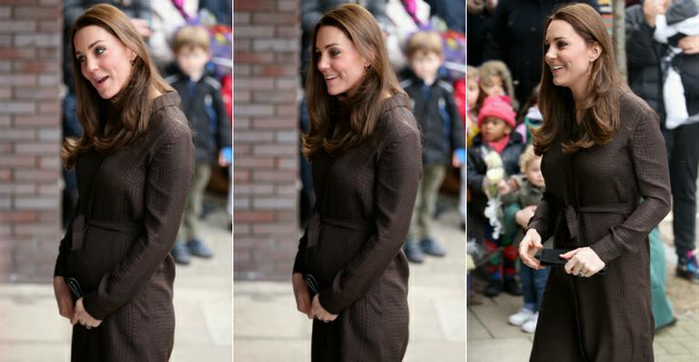 Grávida de seis meses, Kate Middleton exibe barriguinha em Londres