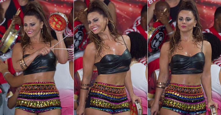 Com look ousado, Viviane Araújo exibe barriga seca em ensaio da Salgueiro