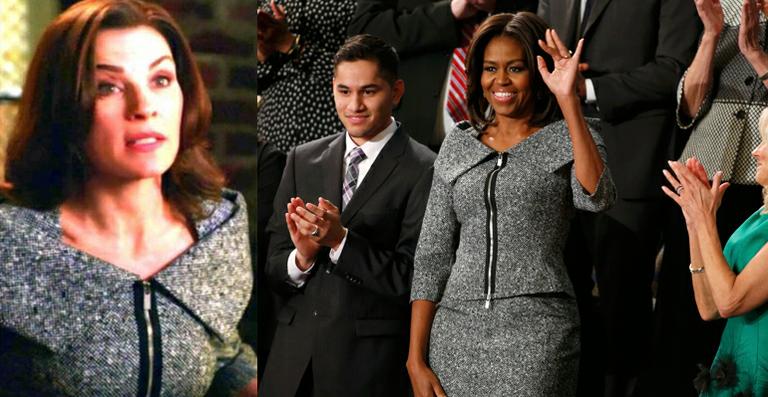 Michelle Obama usa tailleur da série ‘The Good Wife’ em discurso do marido