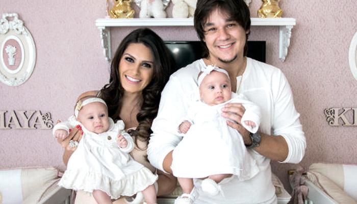 Arquivo: Leandro e Natália Guimarães apresentam sua filhas