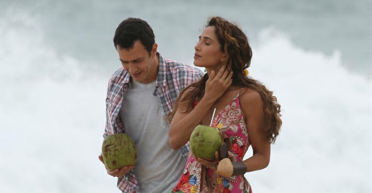 Camila Pitanga e Gabriel Braga Nunes gravam cenas de beijo para Babilônia