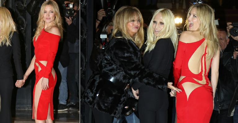 Com vestido ousado, Kate Hudson rouba a cena no desfile da Versace na Paris Fashion Week