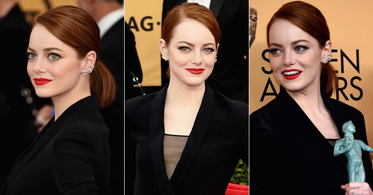 Linda! Aprenda a fazer o penteado e o make de Emma Stone no SAG Awards