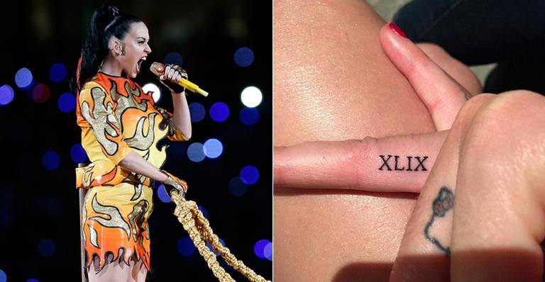 Após apresentação impecável, Katy Perry homenageia Super Bowl com tatuagem