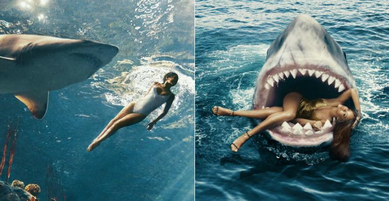 Rihanna aparece com tubarões em ensaio para revista de moda