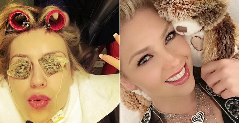 Thalía mostra curioso tratamento de beleza com sachê de chá no olho