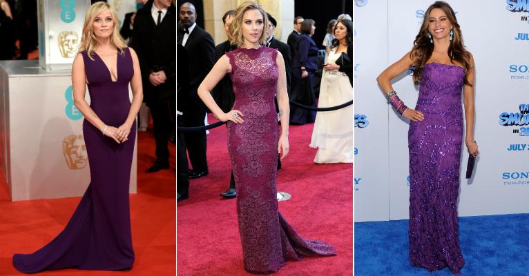 Famosas como Reese Witherspoon investem em vestidos roxos para festas. Veja 32
