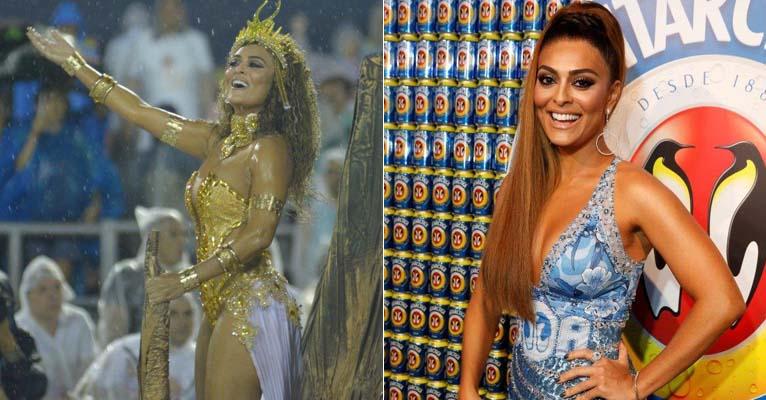 Dupla jornada: Juliana Paes brilha em camarote e em desfile da Viradouro