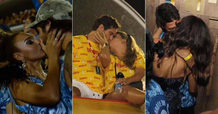 É o Amor! Sheron Menezzes e Juliana Paes beijam seus amados em camarote no Rio