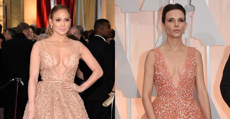 Par de vasos: Jennifer Lopez e mulher de Robert Duvall usam o mesmo vestido no Oscar