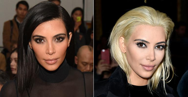 Kim Kardashian aparece com loiro platinado na semana de moda de Paris