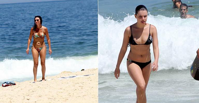 Glenda Kozlowski e Bruna Linzmeyer exibem boa forma na praia