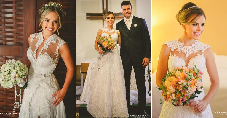Thaeme conta detalhes de seus dois vestidos de casamento: o da igreja e o na praia