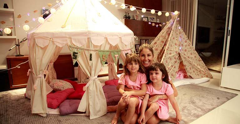 Patrícia Maldonado: festa do pijama com as filhas