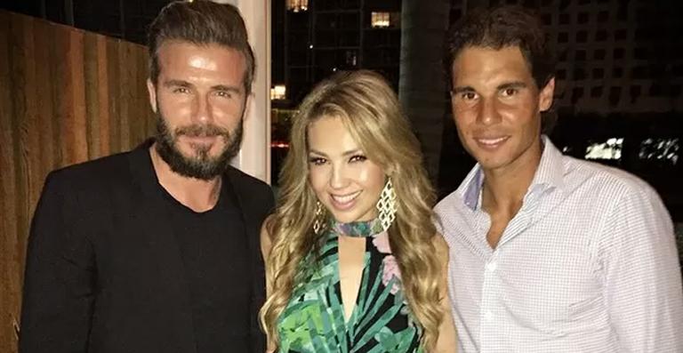 Thalía curte noite ao lado de David Beckham e Rafael Nadal