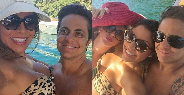Sem camisa, Thammy Miranda curte passeio de barco com a namorada