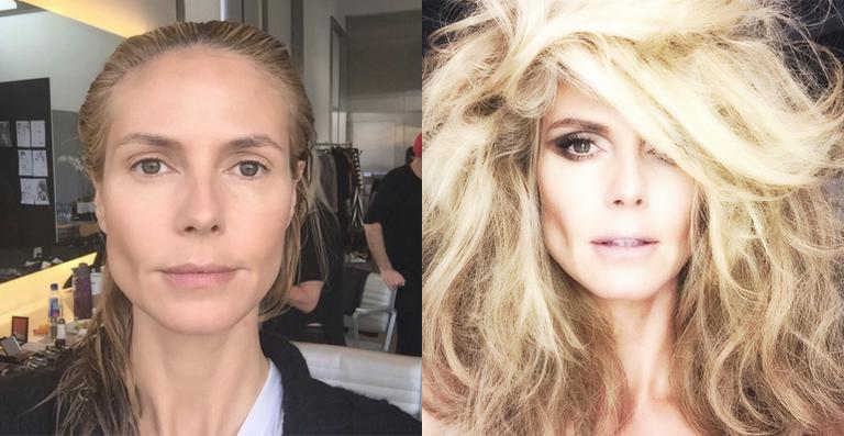 Heidi Klum mostra antes e depois de produção