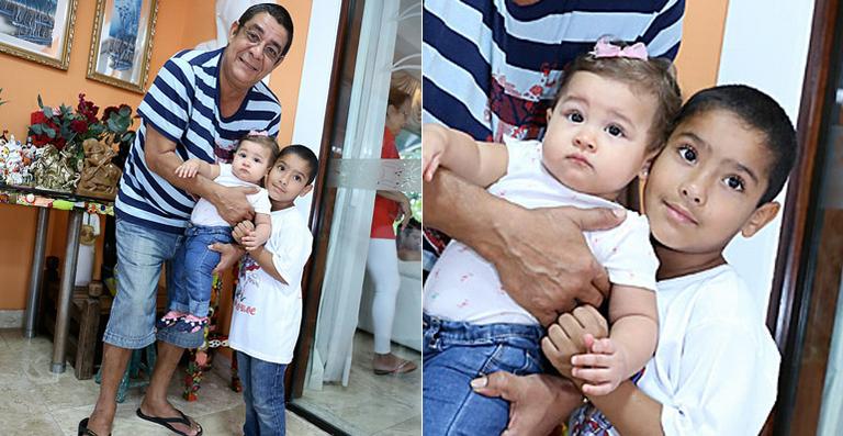 Zeca Pagodinho curte os netos em feijoada de São Jorge